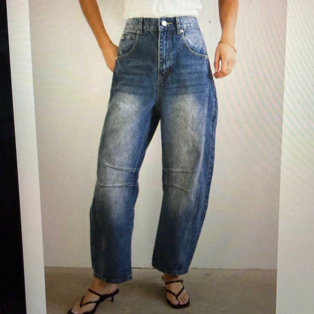 Bohme Sz XL Lisette Barrel Jean in Dark Wash